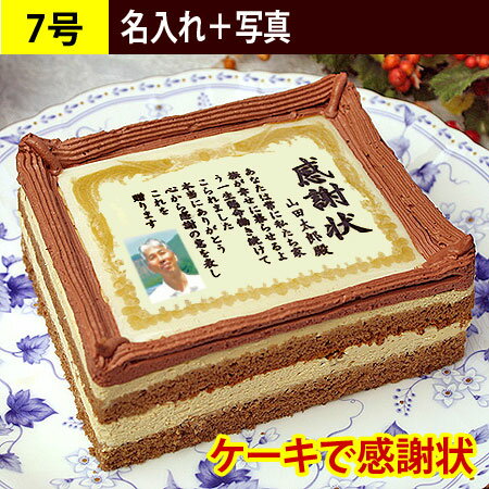 ケーキで感謝状 名入れ 写真 7号 送料無料 | メッセージ入り お菓子 プレゼント 感謝状ケーキ メッセージ お祝い ケーキ 内祝い デコレーションケーキ ギフト 退職祝い 退職 お礼 スイーツ ありがとう 名前入り 表彰状 感謝状 賞状 感謝の気持ち 感謝 贈り物 送別会 記念品