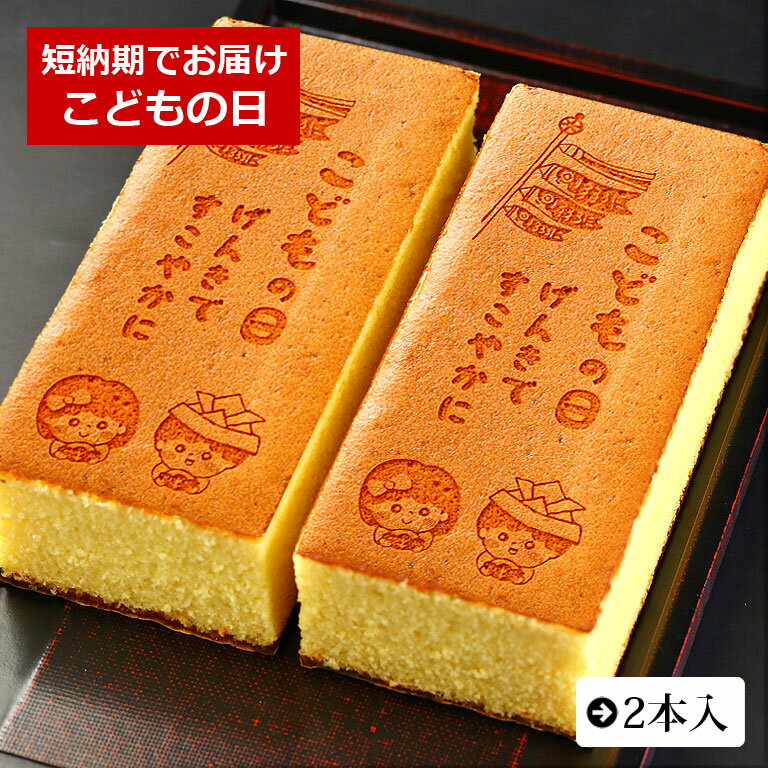 こどもの日 イラスト入り カステラ 2本入 0.6号 化粧箱入り | お返し 子供 メッセージ入り お菓子 プレゼント スイーツ ギフト お礼 お祝い 端午の節...