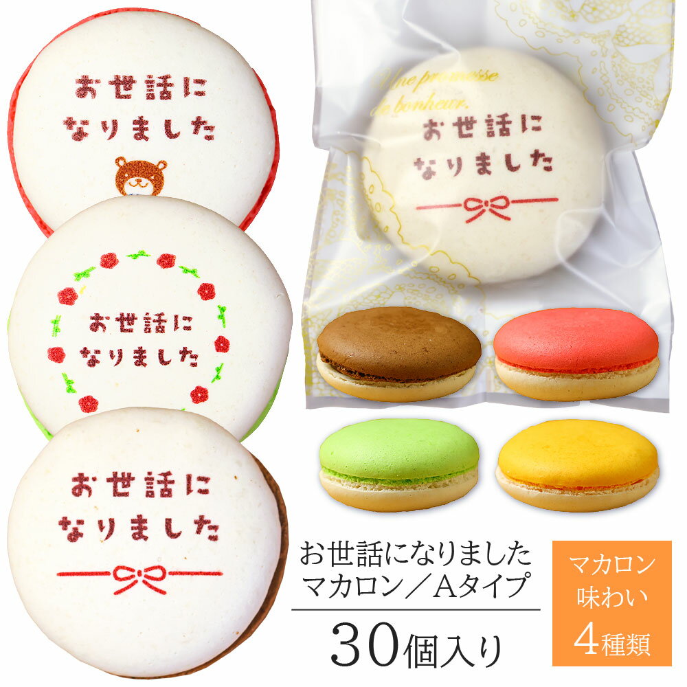 お世話になりました マカロン Aタイプ 30個入り 個包装 短納期 送料無料 | メッセージ入り スイーツ お菓子 詰め合わせ 文字入り お祝い 内祝い 御礼 ...