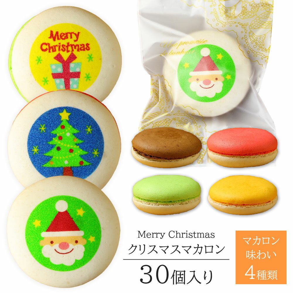 クリスマス マカロン 30個入り 個包装 短納期 送料無料 | お菓子 スイーツ 詰め合わせ プレゼント ギフト 子供 女性 女の子 かわいい イラスト入り サ...