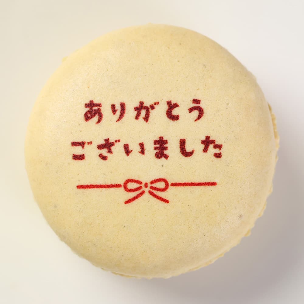 日本ロイヤルガストロ倶楽部のありがとう マカロン 3個入り 個包装 短納期 | メッセージ入り スイーツ お菓子 詰め合わせ 文字入り お祝い 内祝い 御礼 お返し 返礼 感謝 祝い ギフト プレゼント 出産 結婚 定年 退職 離職 転職 栄転 送別 会 引越し 引っ越し ご挨拶｜アングル2