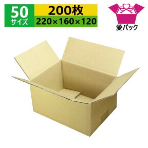 ダンボール箱 段ボール 50サイズ A5対応 (220×160×120) (無地×200枚) 送料無料 あす楽 日本製 ダンボール 段ボール箱 梱包 梱包用 通販用 小物用 ネットショップ オークション フリマアプリ 発送用 宅配 引越し 引っ越し 収納 薄型素材 無地ケース