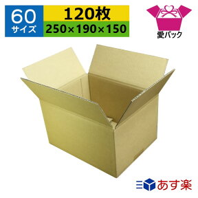 ダンボール箱 段ボール 60サイズ (250×190×150) (無地×120枚) 送料無料 あす楽 日本製 ダンボール 段ボール箱 梱包用 通販用 小物用 宅配 発送用 ネットショップ オークション フリマアプリ 引越し 引っ越し 収納 薄型素材 無地ケース