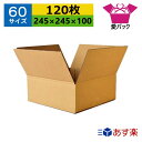 あす楽 ダンボール箱 段ボール 60サイズ (245×245×100) (無地×120枚) 日本製 ダンボール 段ボール箱 梱包用 通販用 小物用 宅配 発送用 ネットショップ オークション フリマアプリ 引越し 引っ越し 収納 薄型素材 無地ケース