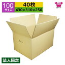 ダンボール箱 段ボール 100サイズ A3対応 (430×310×250) (無地×40枚) 法人限定 送料無料 宅配箱 日本製 ダンボール 段ボール箱 持ち手...