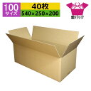 ダンボール箱 段ボール 100サイズ オーダーメイド (540×250×200) (無地×40枚) 日本製 ダンボール 段ボール箱 梱包用 通販用 小物用 引越...