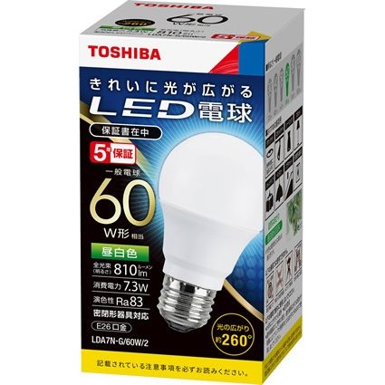 LED電球 LDA7N-G/60W-2 東芝ライテック 