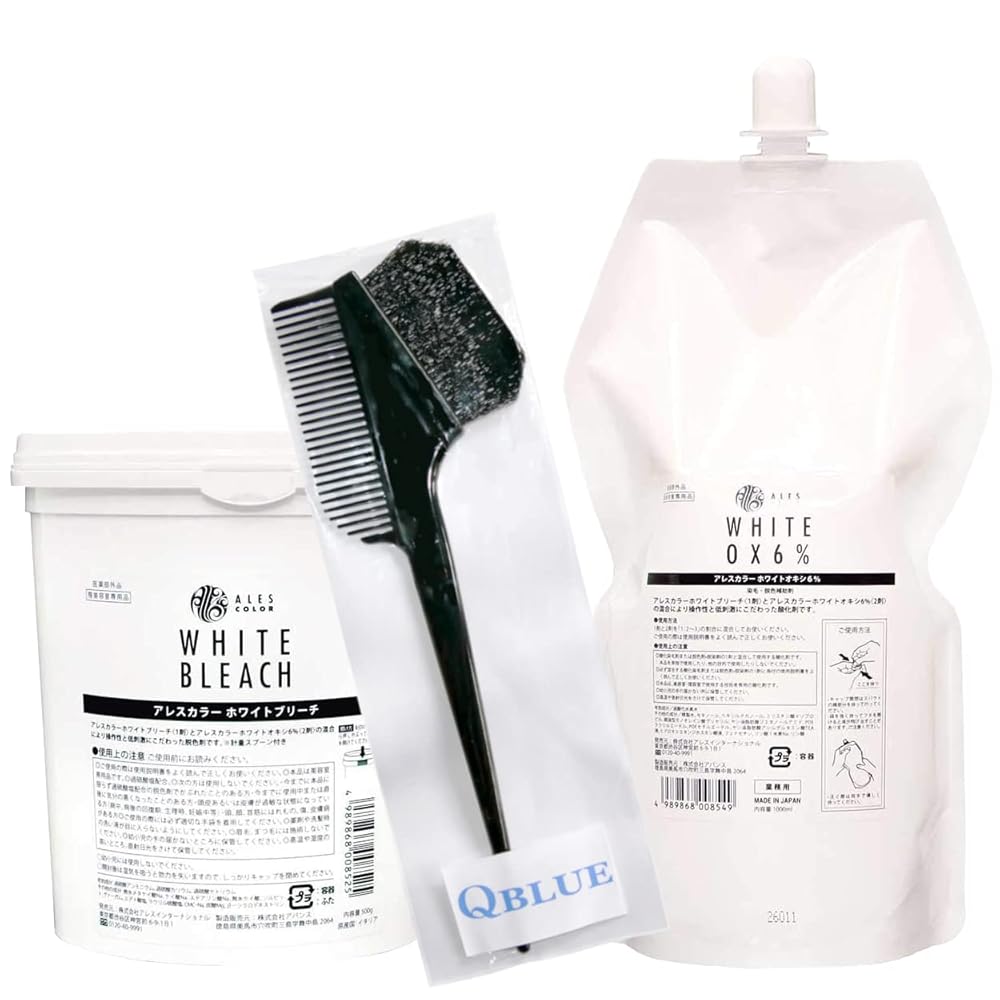 【3点セット】 アレスカラー ホワイトブリーチ 500g ホワイトオキシ6% 1000mL ヘアダイブラシ 髪の毛 ..