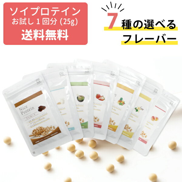 【7種の味から選べる】ナイスプロテイン お試し 1回分（25g） おいしい ソイプロテイン スーパーフード 植物性 大豆 たんぱく質 タンパク質 ビタミン 20代 30代 40代 50代 女性 おすすめ 美容 健康 ダイエット ボディメイク 置き換え 食事 シェイク 飲みやすい 国産