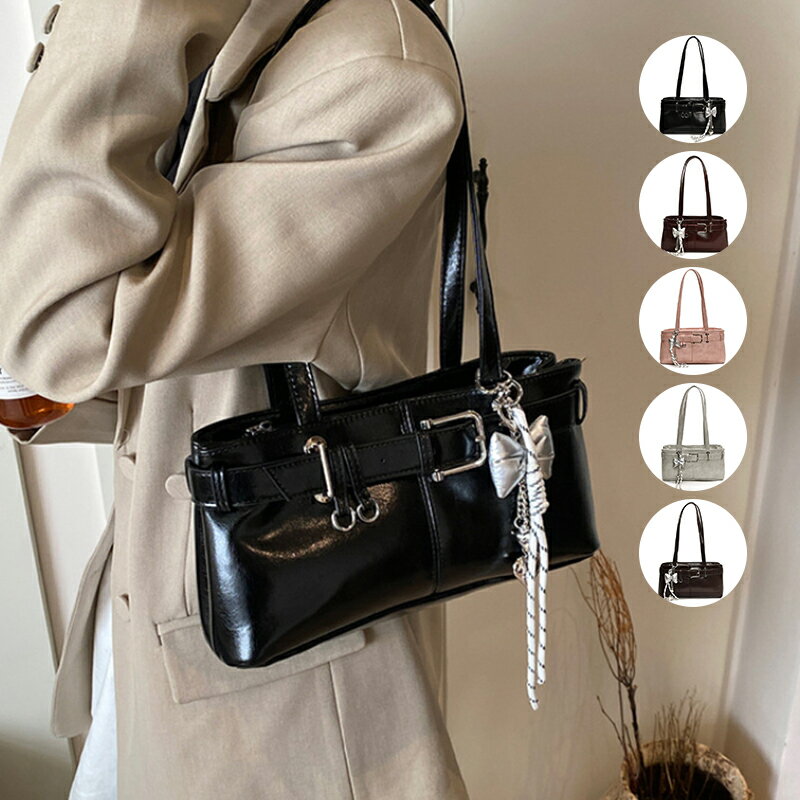 400円OFF中 選べる5色 レディース トートバッグ 大容量 PU レザー メタルバックル バタフライチャーム..