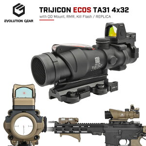 【楽天ランキング1位】★フルカスタム済みACOG★ 【 EVOLUTION GEAR 製】Trijicon ACOG TA31 ECOS レプリカ ( スコープ本体 & RMRドットサイト & QDマウント 搭載 ) | 東京マルイ エアガン 照準器 ダットサイト トリジコン キルフラッシュ 20mmレール レイルスコープ