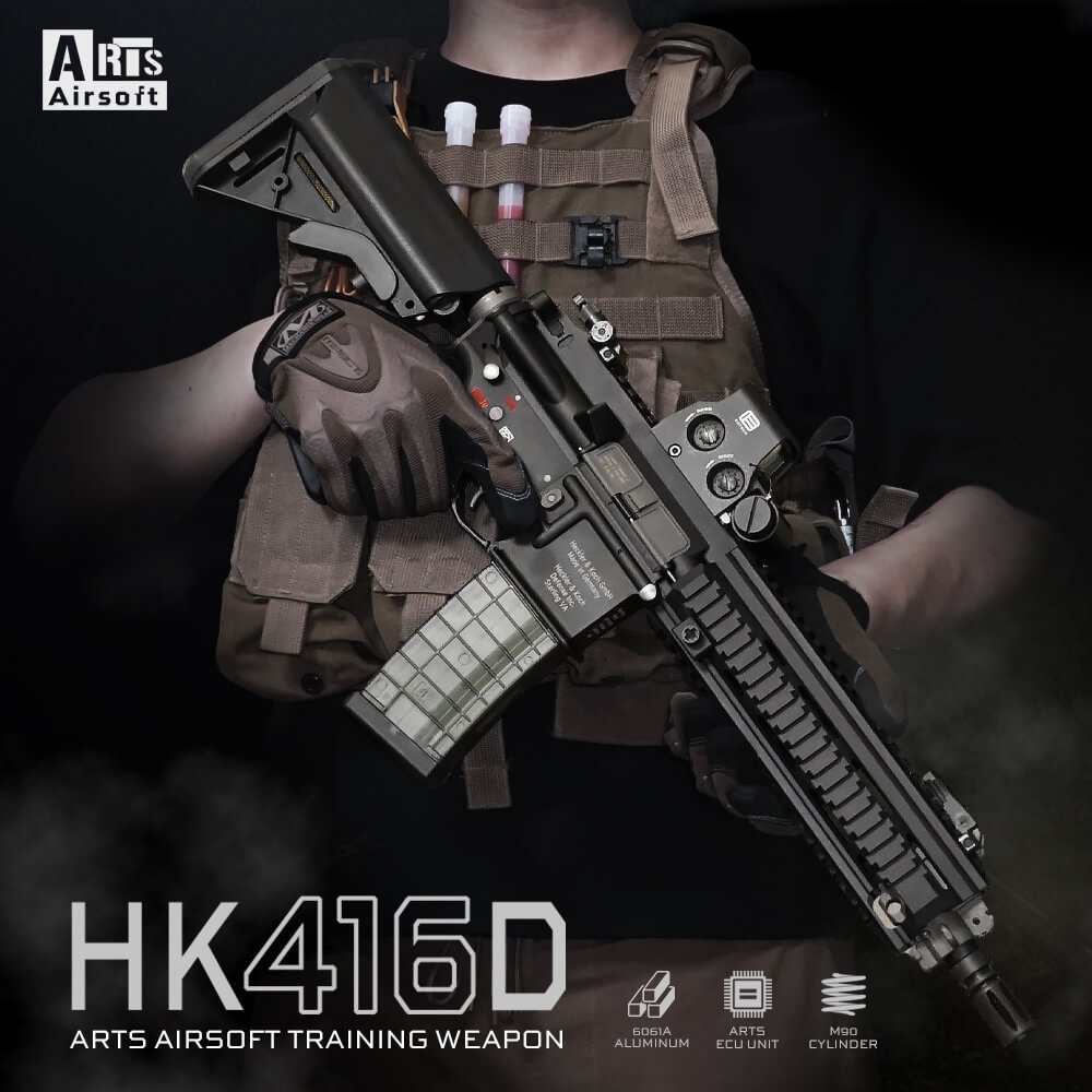 【 Arts Airsoft 製】 HK416D ATW コンプリート 電動ガン 本体 トレーニングウェポン | 6061アルミニウム合金 硬質アルマイト リアルマーキング 刻印入り ECU 電子制御ユニット アッパーレシーバー ロアレシーバー ストック マガジン フラッシュハイダー トレポン ライフル