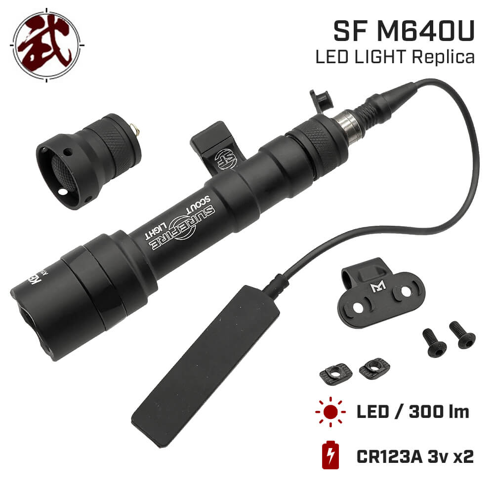 【 WADSN 製】 SUREFIRE タイプ M-LOK & 20mmレイル対応 M640U スカウトライト プロ レプリカ 新型 ロープロファイルマウント 300ルーメン 高光量 LEDライト | SF シュアファイア 東京マルイ エアガン エアーガン MLOK エムロック ウェポンライト サバゲー サバイバルゲーム