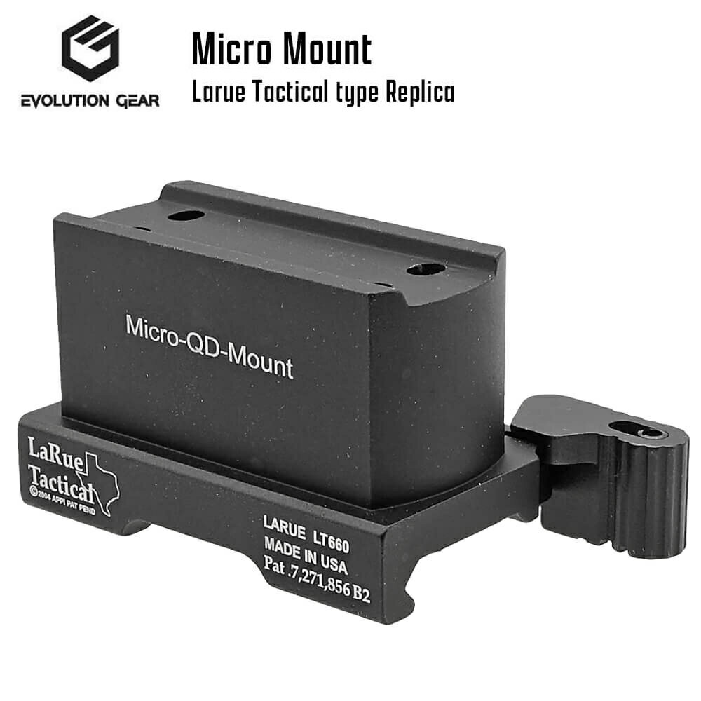 【 Evolution Gear 製 】Larueタイプ LT660 Aimpoint Micro QD Mount T-1/T-2 ドットサイト対応 ハイマウント レプリカ 6068アルミニウム ハードアナダイズド BK ブラック | エイムポイント エアガン エアーガン サバゲー サバイバルゲーム H-1 H-2 SIG 20mm レイル 1/1 玩具