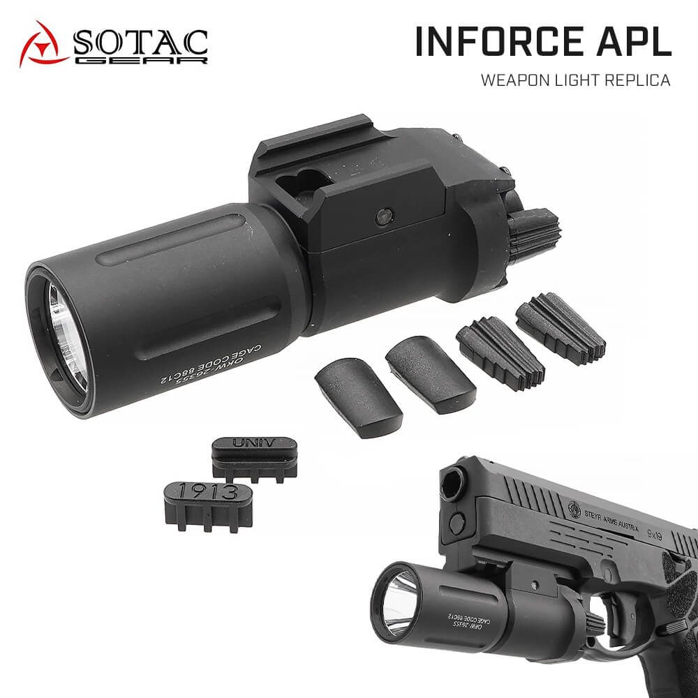 類似商品はこちら【 SOTAC 製 】 INFORCE タイプ6,680円【 SOTAC 製 】 SFタイプ XH-158,280円【楽天ランキング1位】【 SOTAC 製】 I7,280円【 Evolution Gear 製 】COM15,800円【 Evolution Gear 製 】COM14,980円【 Evolution Gear 製 】 EO14,200円【 Evolution Gear 製 】COM20,300円【 Evolution Gear 製 】COM14,980円【 WADSN 製】 20mmレール 対応 I6,680円新着商品はこちら2024/5/16【 Angry Gun 製】 東京マルイGBB8,180円2024/5/14【 MAG 製 】東京マルイ VSR-10シリ1,800円2024/5/14【 WADSN 製 】UNITY FAST R2,960円再入荷商品はこちら2024/5/17【 ANGS 製】 マルゼン CA870シリー1,980円2024/5/17【 OPTION NO.1 】 PEQタイプ 3,784円2024/5/17【 OPTION No.1 】 BigPowe3,970円MODLITE OKW PL350 Replica MODLITEタイプ PL350 ウェポンライト レプリカです。 ボディはアルミ合金製を使用。表面はマットでミリタリーチックな仕上がりです。 ハンドガンのアンダーレールのほか、付属の20mmレール用アダプタを使えば20mmレールのライフルやサブマシンガンにも使用できます。 対応エアガン ■アンダーレールを持つハンドガン ■20mmレールを持つエアガン 《装着難易度》 ★☆☆☆☆ ネジを回して挟み込むタイプのため、メーカーによらずガッチリ装着可能です。 アダプターが2種類付属し、ハンドガンと20mmレールどちらにも取り付けることが出来ます。 ホワイトLED 光源にはホワイトLEDが使用されており、ターゲットを明るく照らします。 光束はやや中央に収束しており、少し離れたターゲットにも有効です。 アルミ合金製 ボディはアルミ合金を使用。 表面は光を鈍く反射するマットな質感となっております。 高級感のある仕上がりで、あらゆるエアガンにマッチします。 電池の入れ方 「18350 3.7vリチウム充電池」を1個使用します。(別売) ヘッド部を半時計回りにまわして開け、マイナス端子が奥になるよう電池を入れます。 ※電池内部のインサートを使用することで、「CR123A」「SF123」等の3vリチウム電池も使用可能ですが、光量は少なくなります。 ※電池は残量のある充電済みの電池、または新品・期限内のものをお使いください。使い古したものや長期間放置されたものは電圧が足りず、正常に動作しない場合があります。 操作方法 本体後部にあるレバースイッチで操作します。 左右どちらかにひねることで、常時点灯に切り替わります。 レバーを水平に戻すと消灯します。 ※レバーはやや渋くなっています。元々の仕様となりますので、ご了承ください。 3種類のレバー 本商品は交換用のレバーが3種類(1種類は装着済み)付属します。 お使いのハンドガンとの相性や好みによって形状を変えたり、レバーを伸ばすことが出来ます。 レバーははめ込まれているだけですので、どのレバーを使うか決めたら瞬間接着剤等で固定してお使いください。 レールアダプター アダプターを交換することで「ハンドガンのアンダーレール」「20mmレール」のどちらにもお使いいただけます。 アダプターは前後の向き、はめ込む場所で4通りの取付位置があり、装着位置の微調整が行えます。 20mmレールへの装着方法 レールアダプターを取り付けた後、本体側面にある六角ネジをゆるめ、エアガンに装着してからネジを閉めこむだけでOK！ 取り付けるエアガンとの相性により、やや傾いて取り付けられてしまう場合があります。 その場合はレール用アダプターの位置を変えたり、ガンとライトの間にプラ板を挟み込む等の調節をお願い致します。 内容物 ・OKW PL350レプリカ本体 x1 ・ハンドガン用アダプター(装着済) x1 ・20mmレール用アダプター x1 ・交換用レバー x3種(1種類は装着済) ※交換用レバーはゲートにつながっている場合があります。ロットにより異なりますので、つながっている場合はニッパー等で切り取ってからご使用ください。 仕様 サイズ 100 x 35 x 37mm 重量 133g 材質 アルミ合金 使用電池 18350 3.7vリチウム充電池 x1(別売) ※3vリチウム電池も使用可能ですが、光量が少なくなります。 光源 高光量ホワイトLED カラー BK(ブラック) メーカー メーカー 注意事項 元々の商品特性や性質などの注意点を記載しております。 ご購入の前に必ず目を通していただき、ご了承の上で本商品をお買い求めください。 ※レプリカのため、実物ほどの性能はありません。 ※レバースイッチはやや渋くなっております。 ※取り付けるエアガンとの相性によっては、やや上向きに傾いてしまう場合があります。その場合はプラ板やマスキングテープ等で傾き対策を行ってからご使用ください。 ※画像のエアガン本体、電池は別売です。