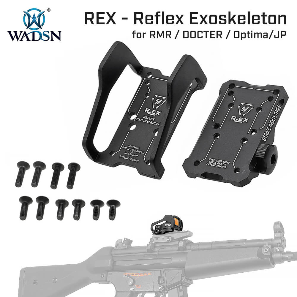 【 WADSN 製 】RMR / DOCTER 対応 SIタイプ REX - Reflex Exoskeleton レプリカ ( シールド付きドットサイトマウント ) Trijicon トリジコン 東京マルイ 20mm 保護 マウントプレート マウント マウントベース ベースプレート ドットサイト シールド エアガン エアーガン