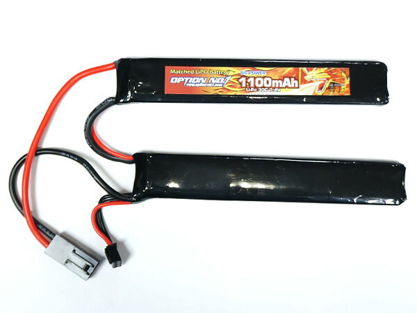 次世代SOPMOD対応 高電流 【 OPTION No.1 】 Big Power LiPo 1100mAh 7.4V リポバッテリー セパレート / GB-0009M 東京マルイ 次世代 電動ガン 次世代電動ガン エアガン エアーガン EEB ミニコネクター ソップモッド ハイサイクル レスポンス サバゲー サバイバルゲーム