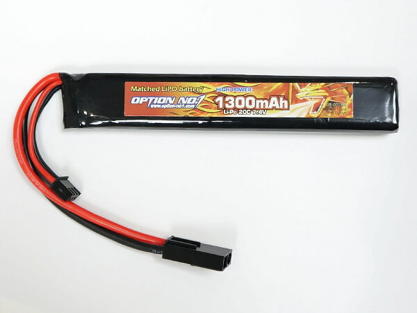 【 OPTION No.1 】 リポバッテリー LiPo 1300mAh 7.4v スティックタイプ / GB-0013M | 電動ガン ハイパワー 電池 カスタム ハイサイクル ハイボルテージ 東京マルイ レスポンス ラジコン リチ…