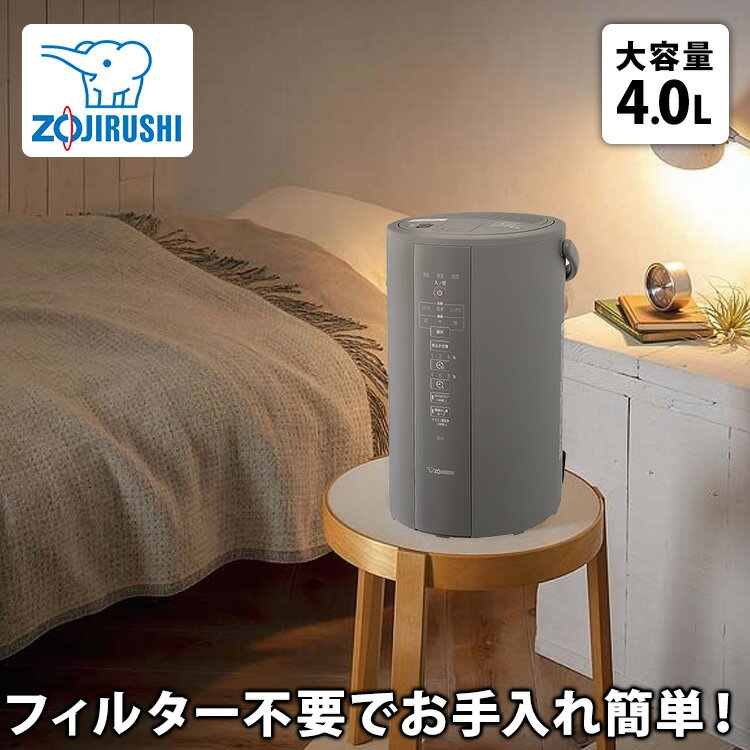 ★当店人気商品★あす楽対応★ 象印 ZOJIRUSHI スチーム式加湿器 EE-DC50-HA 木造8畳 プレハブ13畳 タンク4.0L グレー 加熱式加湿器 スチーム式加湿器 スチーム加湿器 象印 加湿器 スチーム チャイルドロック お手入れ簡単 フッ素加工 広口内容器 フィルター不要のサムネイル