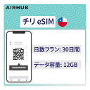 【送料無料】チリ Claro データ専用eSIM 30日間 契約不要 簡単セットアップ 即時配送