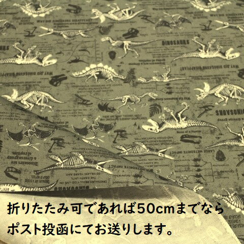 【ラミネート生地】ラミネート生地 カッコいい 恐竜柄 恐竜の骨柄 恐竜 濃いグレー色 R－264 つやなし 男の子 入園入学 子供 ラミネート 生地 かっこいい ランチョンマット ビニールコーティング 防水 防水布 雨に強い 防水生地 水を弾く ファブリック 10cm単位 切り売り