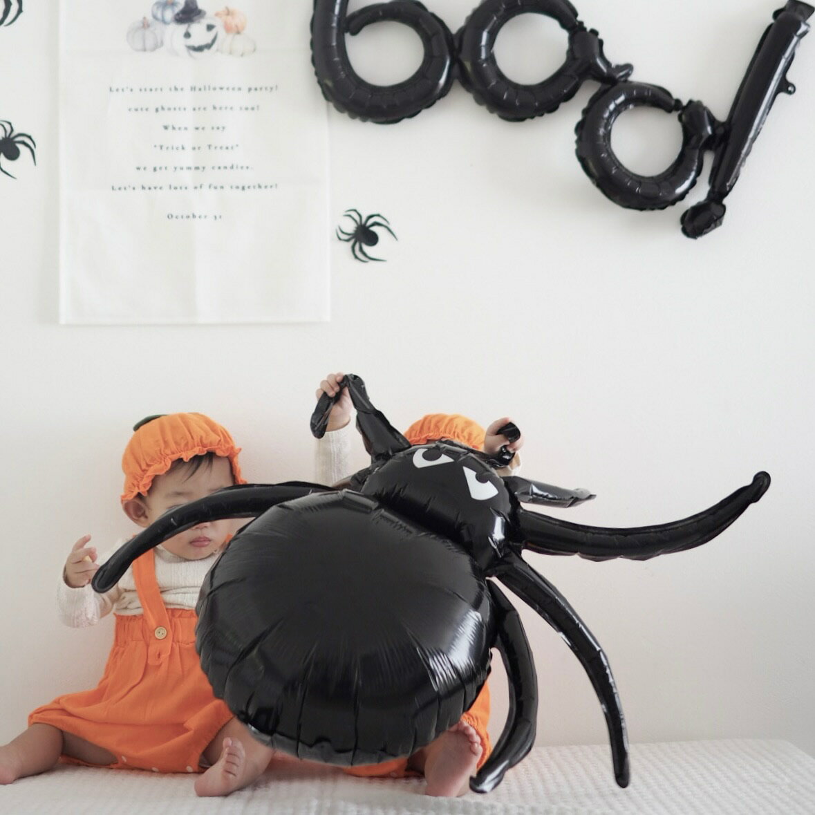 Airie 【 Halloween balloon Spider 】 クモ バルーン 風船 撮影 アイテム 撮影小物 ハロウィン パーティー おうちスタジオ 撮影アイテム 飾り付け 送料無料