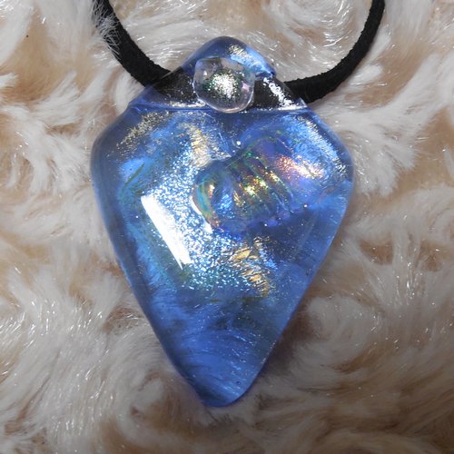 ペンダント『フュージング（ダイクロシリーズ9【青系】）』【アクセサリー ネックレス ガラス 光沢 世..
