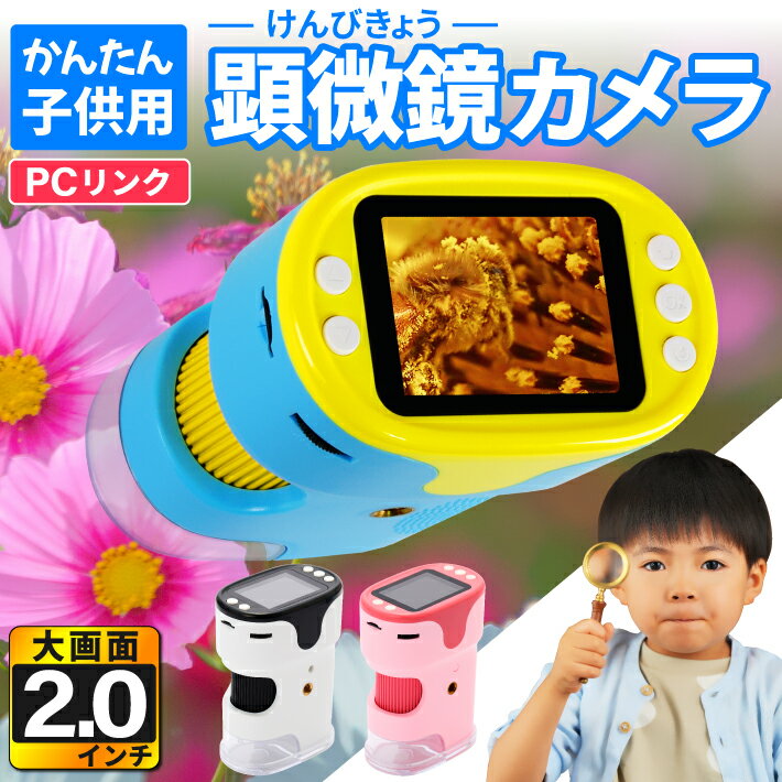 子供用 顕微鏡 カメラ 100-1000倍 ハンディー 小学生 充電式 コードレス 電子顕微鏡 マイクロスコープ USB 倍率調整 自由研究 植物の観察 教育 生物観察 昆虫 虫 子供 学習 植物 観察 デジタルズーム 録画 SDカード付