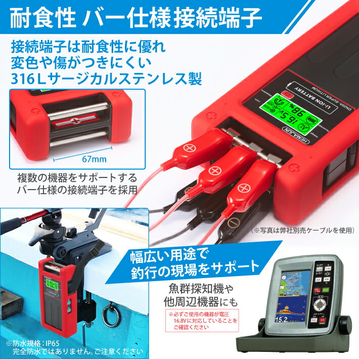 HEMAJUN（ヘマジュン）電動リール用バッテリー DN-20A 16000mAh、20000mAh 16.8V 大容量 BMS 保護機能 監視 異常通知 アラーム 機能搭載 3.0A急速充電器 シリコン製保護カバー付属 ダイワ、シマノ製電動リールと互換性あり 3