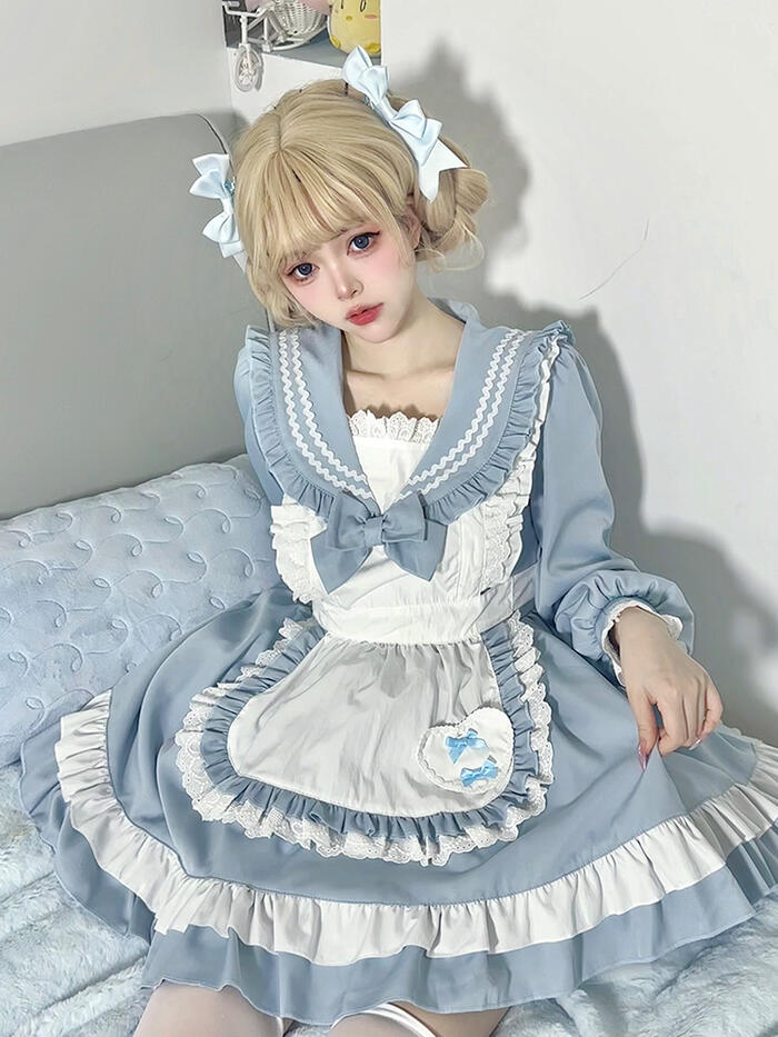 メイド服 セーラー風 セーラーワンピース セーラー服 メイドカフェ コスプレ制服 ...