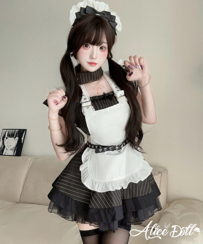 メイド服 セット レディース かわいい クラシカル 黒白 ミニ丈 コスプレ 衣装 ワン...