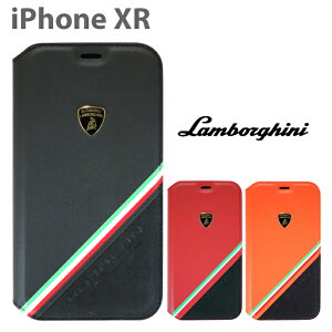 ランボルギーニ・公式ライセンス品 iPhone XR 手帳型ケース 【 アイフォン XR ケース スマホケース 本革 手帳型 ケース Lamborghini シンプル かっこいい メンズ カーブランド ブランド ビジネス ブラック レッド オレンジ 】【送料無料】