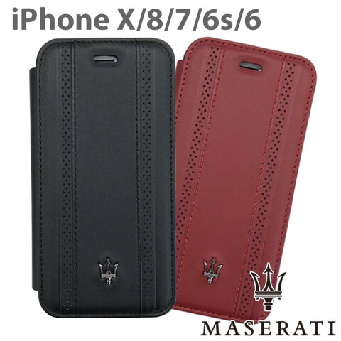 MASERATI マセラティ 公式ライセンス品 iPhoneケース iPhoneXS iPhoneX iPhone8 iPhone7 iPhone6s iPhone6 本革 手帳型ケース アイフォンX アイフォン8 アイフォン7 アイフォン6s アイフォン6 ブックタイプ レザー レッド ブラック カーブランド【送料無料】