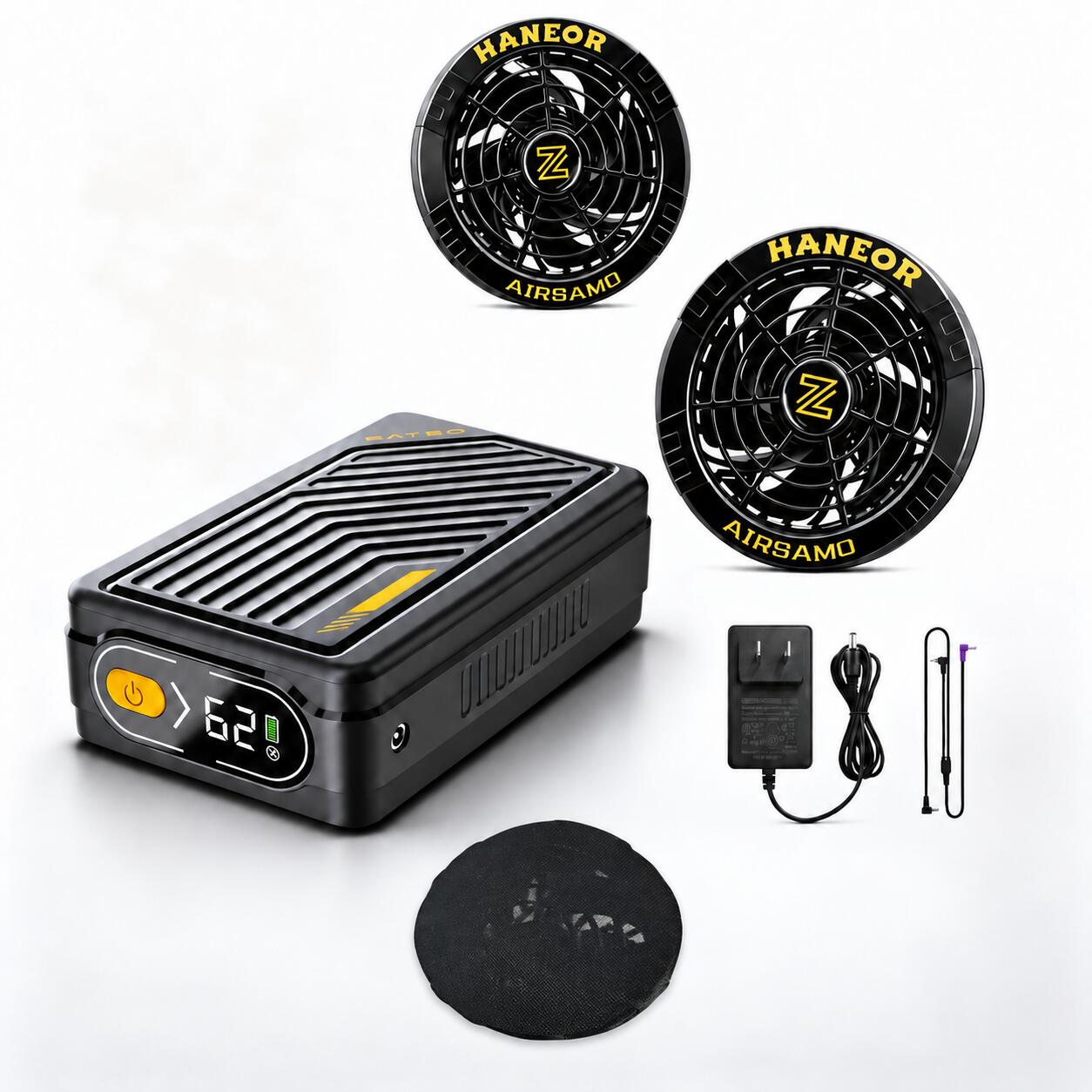 空調作業服 ファンバッテリーセット 62V 50400mAh 大容量 最大319L/秒 日本製ブラシレスモーター 7段階風量調節 ファン2個 バッテリーセット PSE認証 作業服用ファン 空調ウェア対応 熱中症対策 長時間稼働 屋外作業 建設 工場 農業