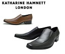 キャサリンハムネット KATHARINE HAMNETT 3992 ビジネスシューズ ロングノーズ スリッポン メンズ 紳士 靴 レザー 牛革 ブラック ダークブラウン 本革