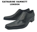 キャサリンハムネット KATHARINE HAMNETT 3937 ビジネスシューズ ロングノーズ メンズ 紳士 靴 レザー 牛革 ブラック 本革 スリッポン