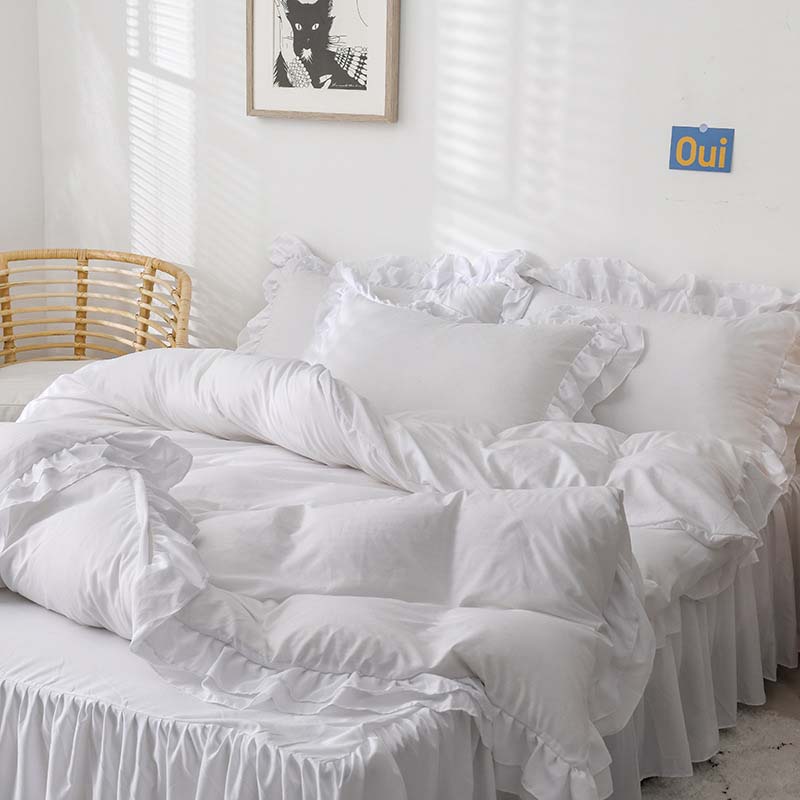 【全5色】掛け布団カバーセット 綿 シングルサイズ 布団カバーセット フリル セミダブル ダブル 150×21..