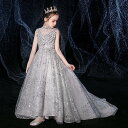 送料無料 子供ドレス ロングドレス グレー 女児ドレス ピアノ発表会 ハイネック 立ち襟 ラインストーン キレイめ 女の子ドレス キッズドレス 演奏会ドレス 演出服 ロング 3タイプ 100~160cm