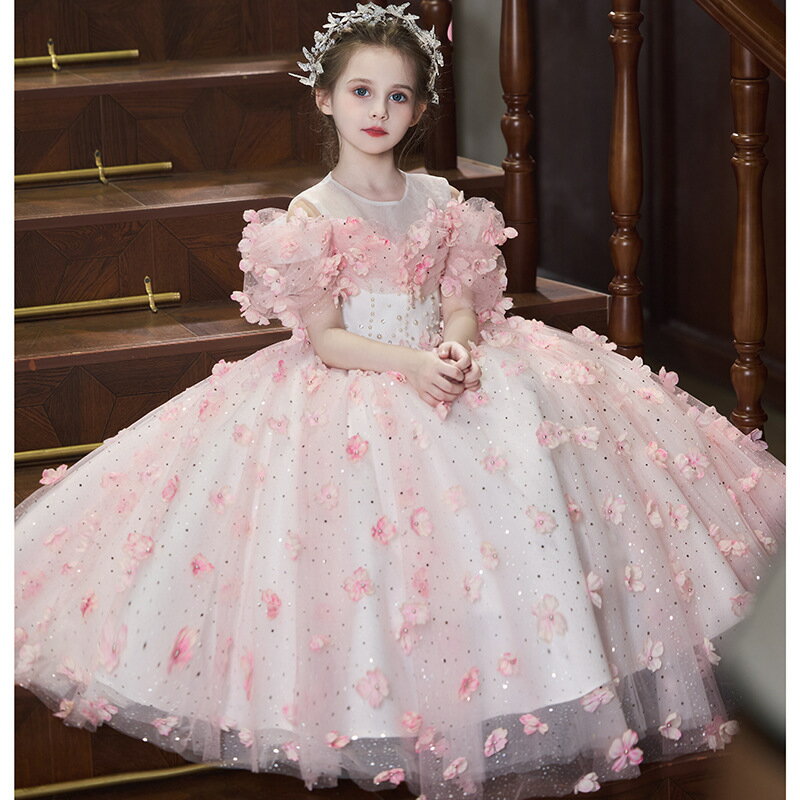 Rakuten - 送料無料 子供ドレス ロングドレス オフショルダー 花柄 ピンク 可愛い ピアノ発表会ドレス 演奏会ドレス 女児ドレス ロング 女の子ドレス 子どもドレス キッズドレス 演出服 100~160cm