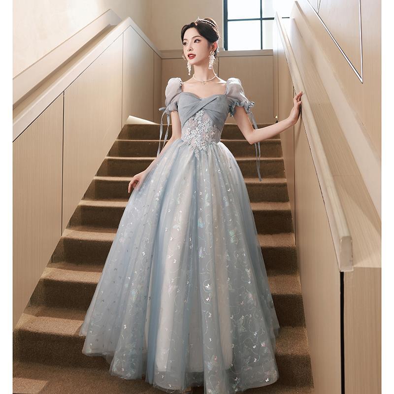 ドレス Aライン ビジュー 水色 上品 お嬢様 パーティー 結婚式 2312173-1.jpg