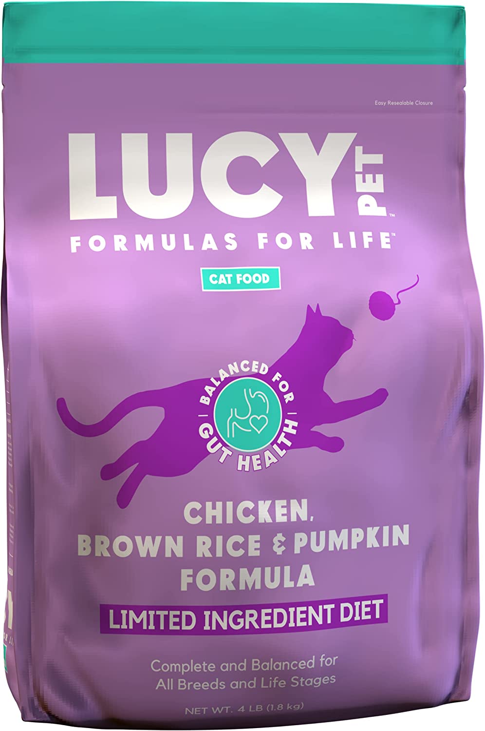 キャットフード ドライ チキン・ブラウンライス＆パンプキン 4ポンド(1.82kg) LUCY PET FOODS グレインフリー（穀物不使用） 猫 ネコ 餌 おすすめ ルーシーペットフード オメガ3脂肪酸 獣医師推奨