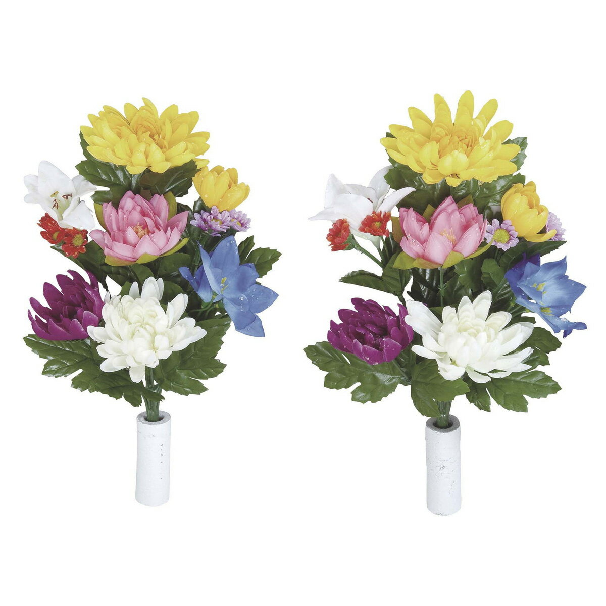 仏花菊2個セット 110K30 W24×D12×H39cm【2024年版 人工観葉植物 光の楽園 造花 フェイク リビング 玄関 アートフラワー インテリアグリーン】