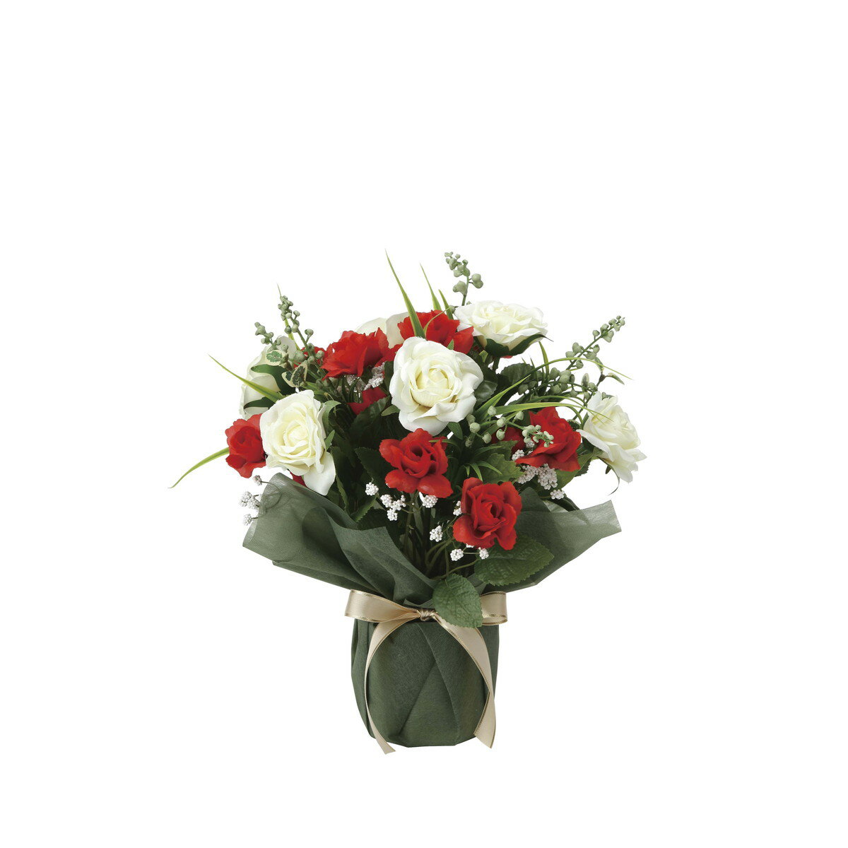 ツインレッド 2074K40 W27×D26×H33cm【2024年版 人工観葉植物 光の楽園 造花 フェイク リビング 玄関 アートフラワー インテリアグリーン】