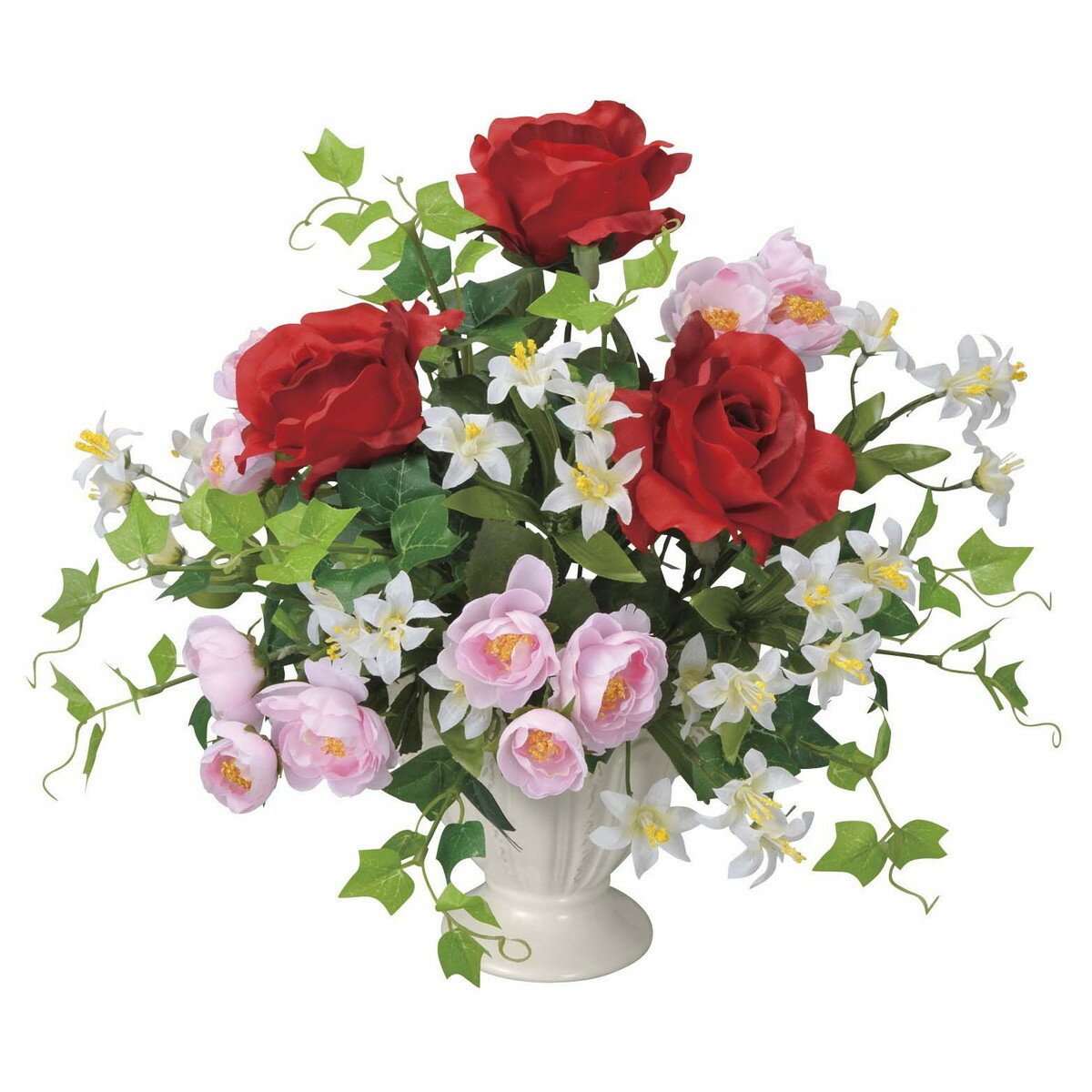 ベルシアローズ 51K65 W40×D28×H32cm【2024年版 人工観葉植物 光の楽園 造花 フェイク リビング 玄関 アートフラワー インテリアグリーン】