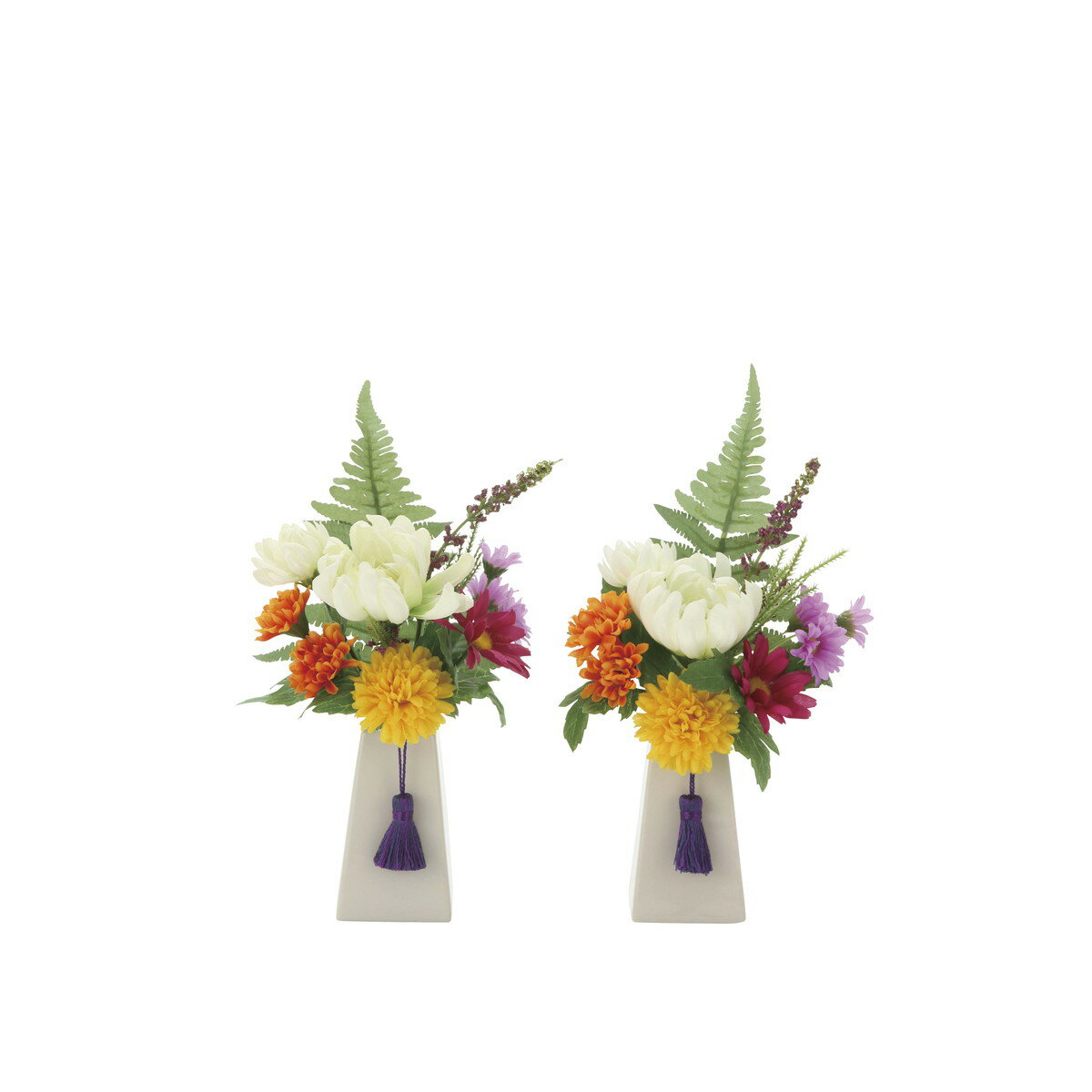 仏花デージー 1個(器付) 777A35 W14×D10×H24cm【2024年版 人工観葉植物 光の楽園 造花 フェイク リビング 玄関 アートフラワー インテリアグリーン】