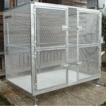 HTB-02(標準網目) 開き扉×4枚 W186×D124×H166cm 3200L 45Lごみ袋×約71個分 約47世帯【業務用 大型ゴミ箱 ゴミステーション 屋外 大容量 町内会 自治会 カラス 猫 動物 ゴミ収集所メッシュタイプ ゴミストッカー 完成品】