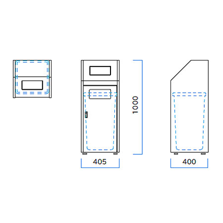 Bunbetuダストハウス #45S ステンレス W40.5×D40×H100cm 容量約55L【アジャスター付き 中容器付き ステンレス製ボディ 業務用分別ゴミ箱 屑入 ダストボックス 屋外使用可 ショッピングセンター コンビニ オフィス 自動販売機 ミヅシマ】