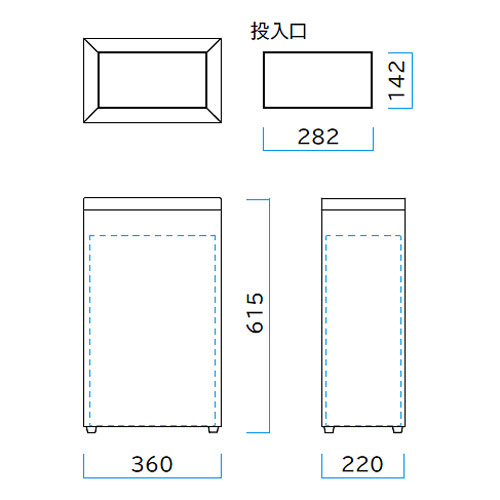 クリンボックス F2 W36×D22×H61.5cm 容量約32L【ステンレス製ボディ 回転ふた付き 業務用分別ゴミ箱 屑入 ダストボックス 屋内用 ショッピングセンター コンビニ オフィス 自動販売機 ミヅシマ】