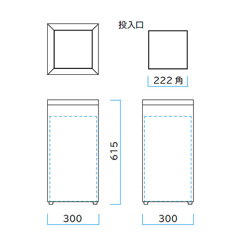 クリンボックス F3 W30×D30×H61.5cm 容量約37L【ステンレス製ボディ 回転ふた付き 業務用分別ゴミ箱 屑入 ダストボックス 屋内用 ショッピングセンター コンビニ オフィス 自動販売機 ミヅシマ】