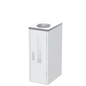 廃液回収ボックス シルバーメタリック CBW-X-01-SV 容量約20L 幅300×奥行450×高さ800mm 【防犯 いたずら防止 樹脂製透明窓付き ポリタンク付き スチール製ボディ 飲み残し回収 業務用分別ゴミ箱 ビル オフィス ぶんぶく】